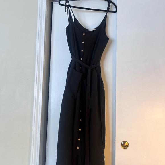 EMERSON FRY LIVIA BUTTON DRESS - BLACK LINEN (L) - Picture 12 of 14